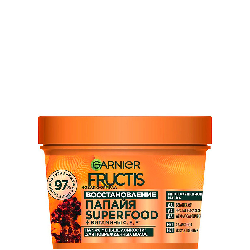 FRUCTIS Маска 3в1, Superfood Папайя, для поврежденных волос – фото 1