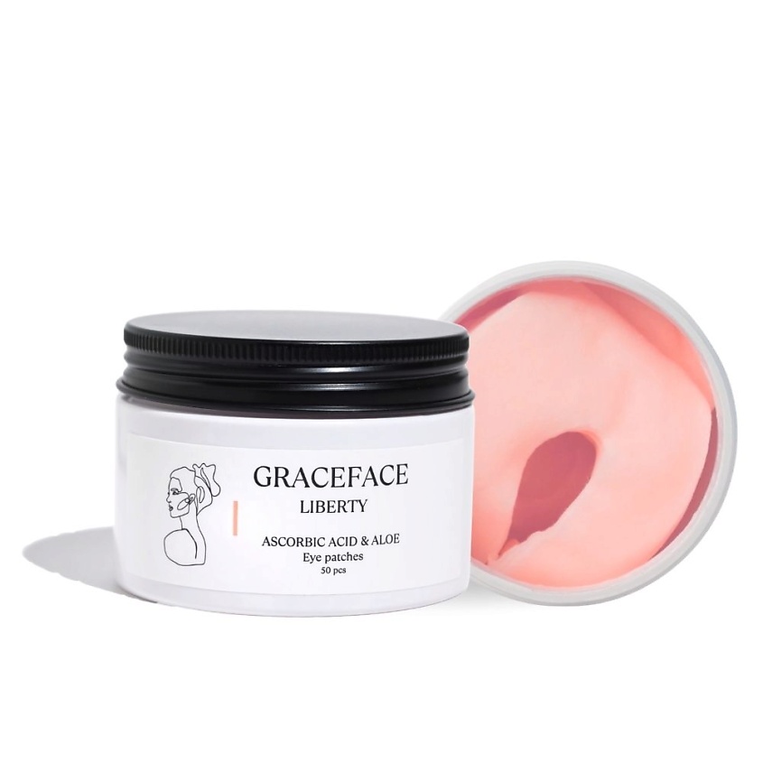 GRACE FACE Патчи тканевые увлажняющие для глаз с витамином C и экстрактом алоэ от отеков и мешков – фото 1
