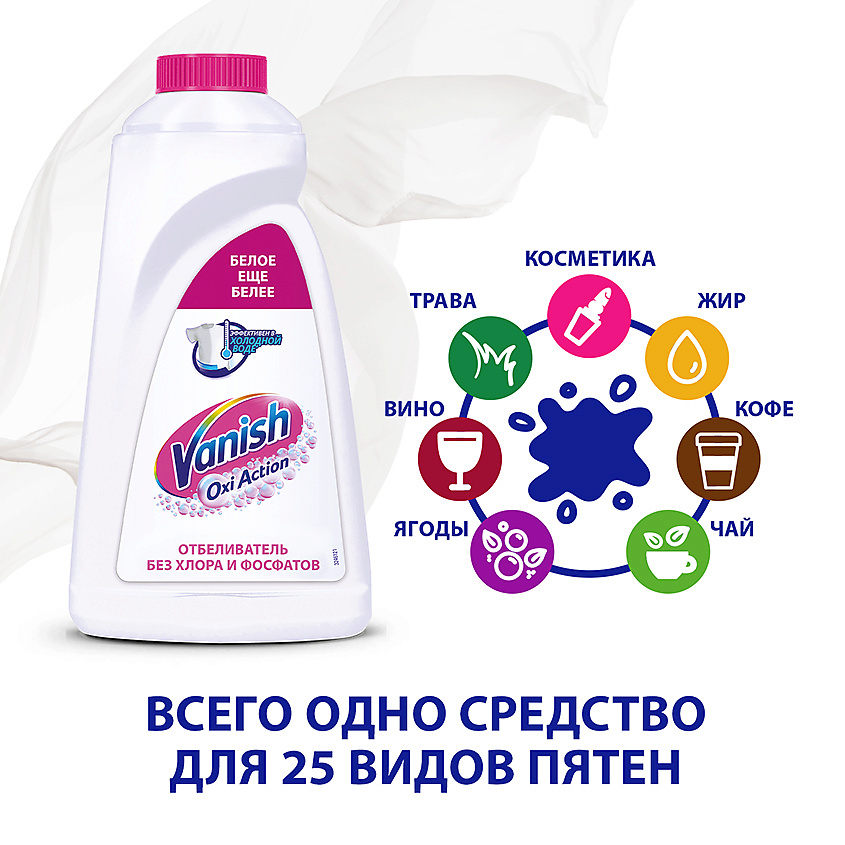 VANISH Пятновыводитель для белья OXI ACTION Кристальная белизна – фото 3