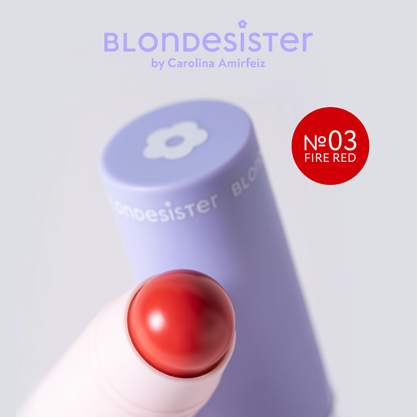BLONDESISTER Румяна - помада для лица 2 в 1 LIP OR CHEEK, 03 красно - оранжевый – фото 3