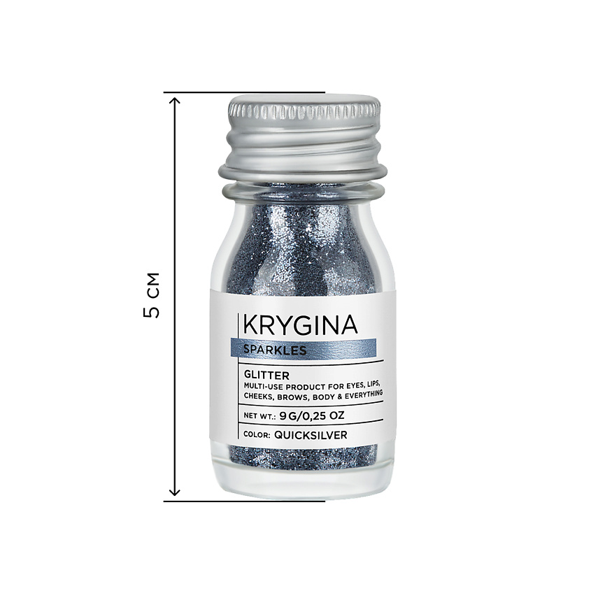 KRYGINA COSMETICS Глиттер для лица и глаз, блёстки для макияжа Sparkles, цвет: Quicksilver – фото 5