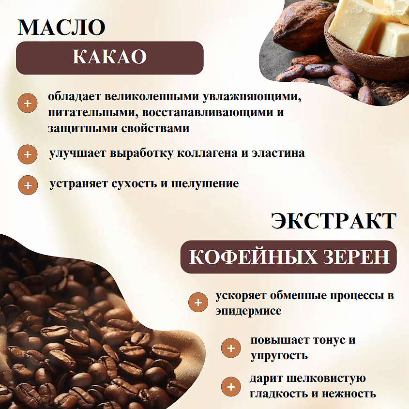 ВИТЭКС Крем-гель для душа Cream cocktail Сливочный тоффи с маслом какао – фото 5