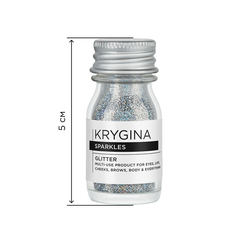 KRYGINA COSMETICS Глиттер для лица и глаз, блёстки для макияжа Sparkles, цвет: Prism Silver – фото 4