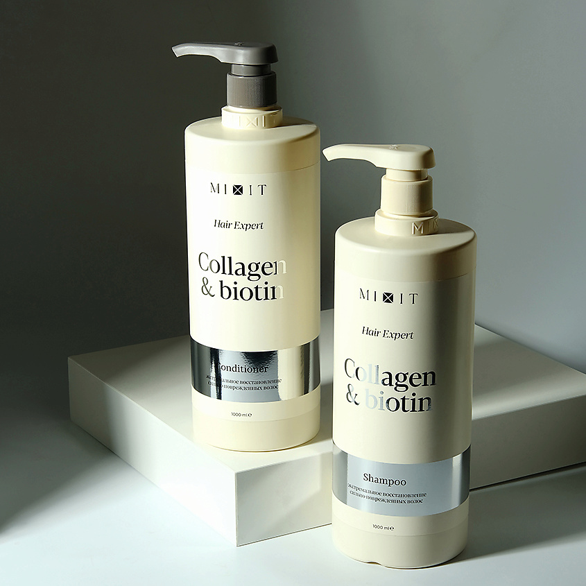 MIXIT Бальзам-ополаскиватель для волос HAIR EXPERT COLLAGEN+BIOTIN восстанавливающий – фото 5