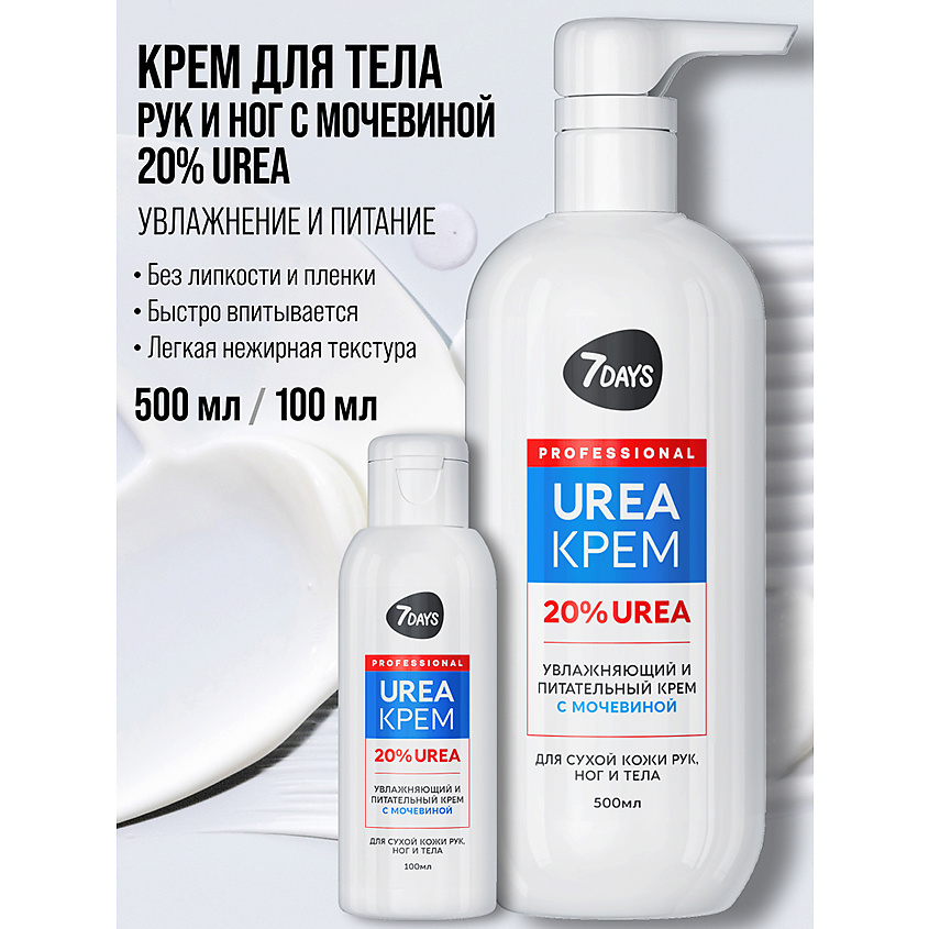 7DAYS Крем для рук, ног и тела увлажняющий с мочевиной UREA 20% – фото 14