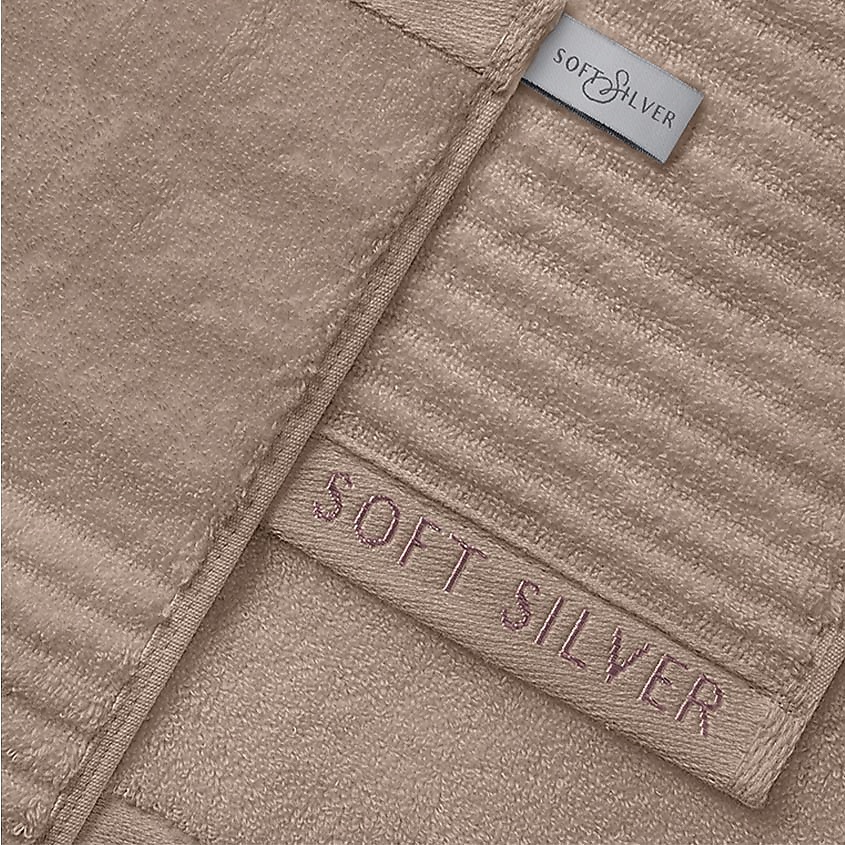 SOFT SILVER Антибактериальная махровая салфетка для массажа и пилинга, 30х30 см. Цвет: «Песчаный берег» (бежевый) – фото 2