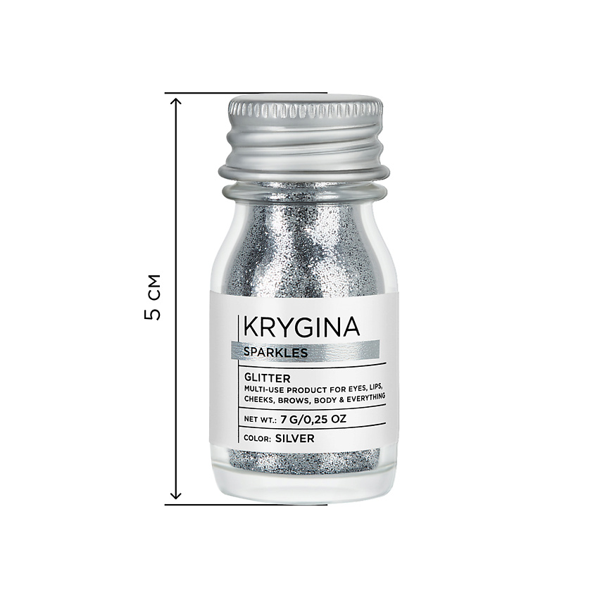KRYGINA COSMETICS Глиттер для лица и глаз, блёстки для макияжа Sparkles, цвет: Silver – фото 4