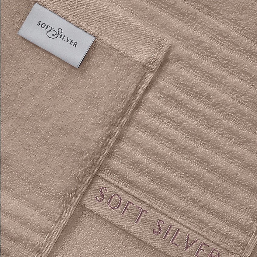 SOFT SILVER Антибактериальная махровая салфетка для массажа и пилинга, 30х30 см. Цвет: «Песчаный берег» (бежевый) – фото 6