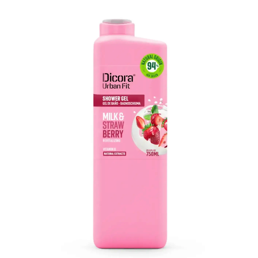 DICORA URBAN FIT Питательный гель для душа ВИТАМИН В, Молоко и Клубника – фото 1