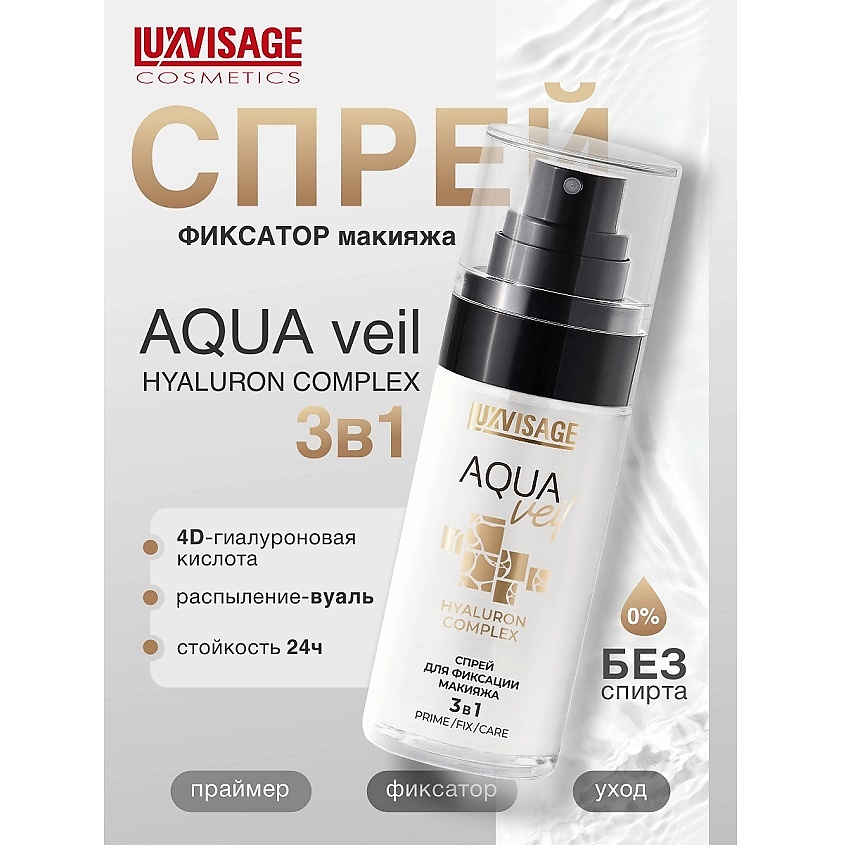 LUXVISAGE Спрей для фиксации макияжа AQUA veil HYALURON COMPLEX 3