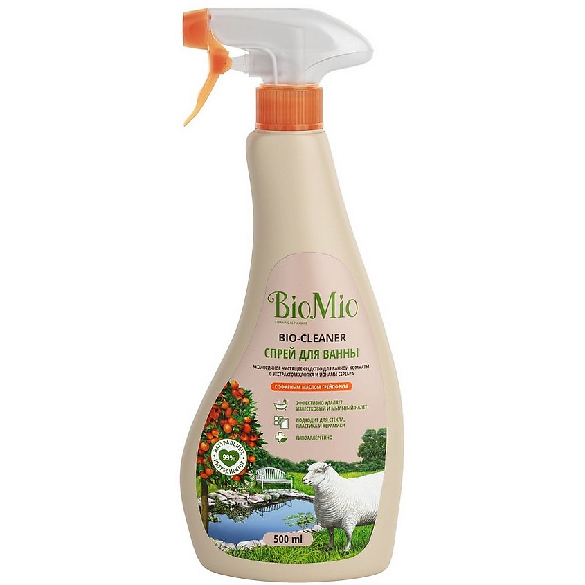 BIO MIO Экологичное чистящее средство BIO-CLEANER для ванной с экстрактом хлопка и ионами серебра – фото 1