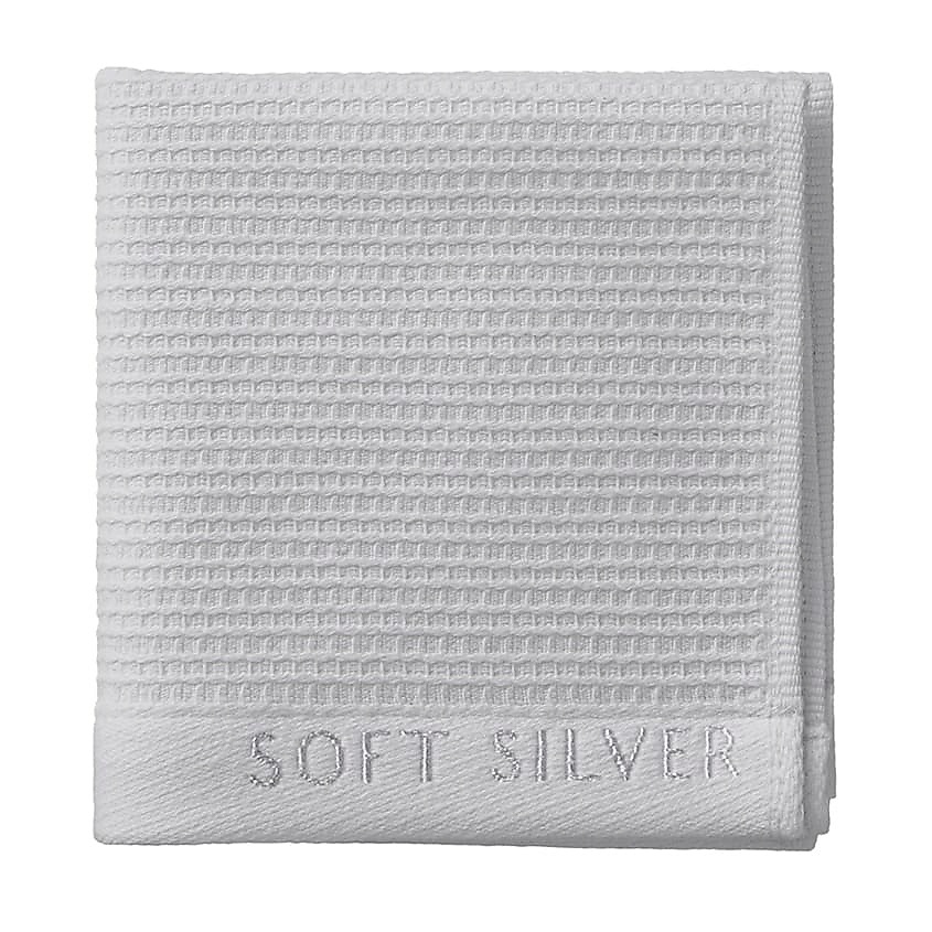 SOFT SILVER Антибактериальная махровая салфетка для массажа и пилинга, 30х30 см. Цвет: «Благородное серебро» (серый) – фото 1