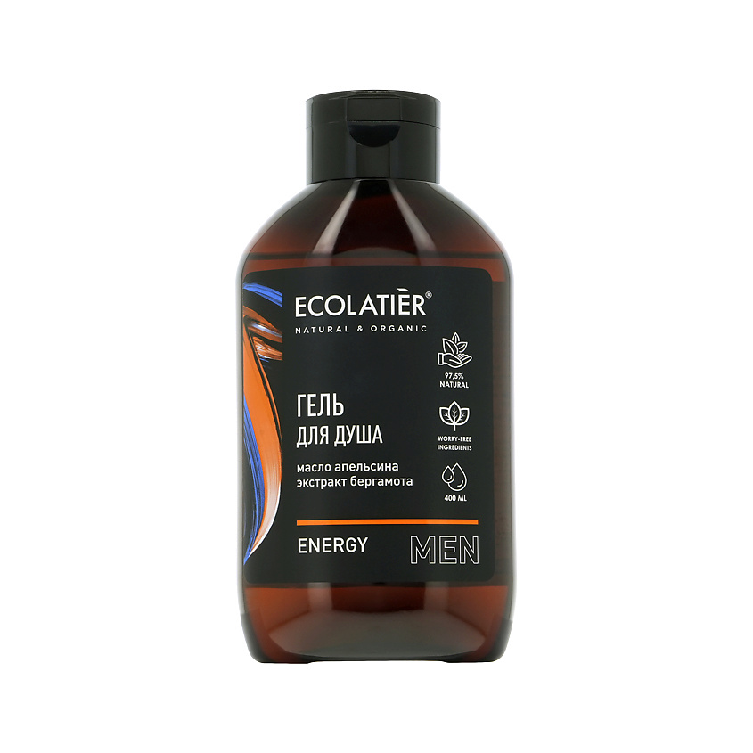 Ecolatier Гель для душа MEN Energy с маслом апельсина и экстрактом бергамота – фото 1