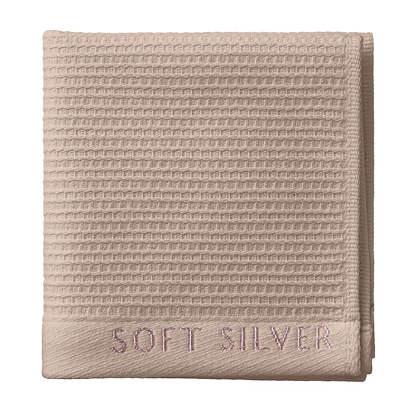SOFT SILVER Антибактериальная махровая салфетка для ухода за лицом, 30х30 см. Цвет: «Песчаный берег» (бежевый) – фото 1