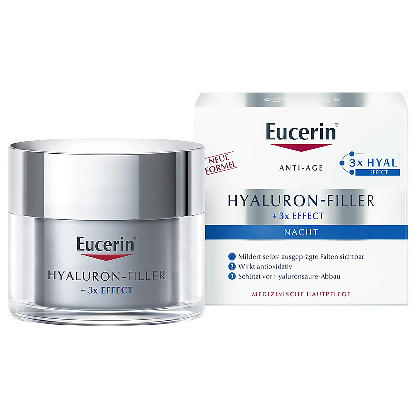 EUCERIN Ночной антивозрастной крем для ухода за кожей Hyaluron-Filler – фото 1