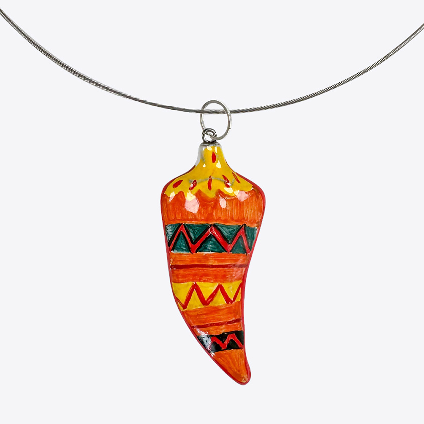 LA PALME ARTISAN CERAMICA Колье с подвеской Перец Мексика Оранж Б – фото 3