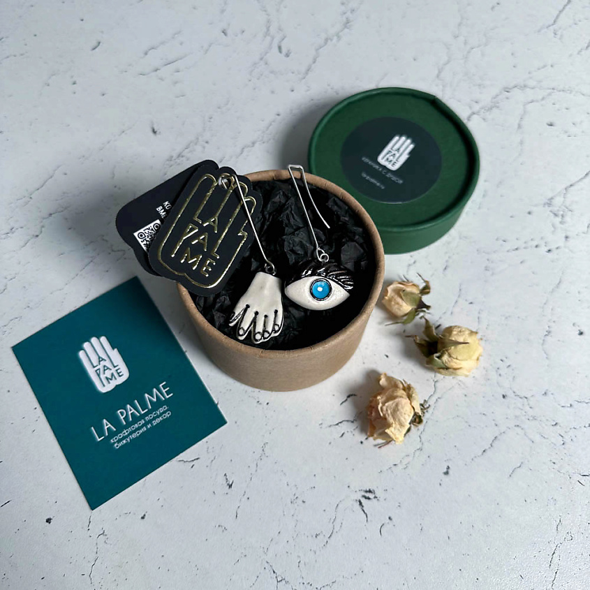 LA PALME ARTISAN CERAMICA Серьги авторские Восхищаюсь и Обнимаю глаз и рука Л – фото 6