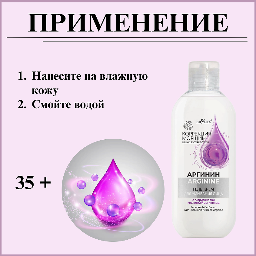 БЕЛИТА Гель-крем для умывания лица Аргинин с гиалуроновой кислотой и аргинином – фото 6
