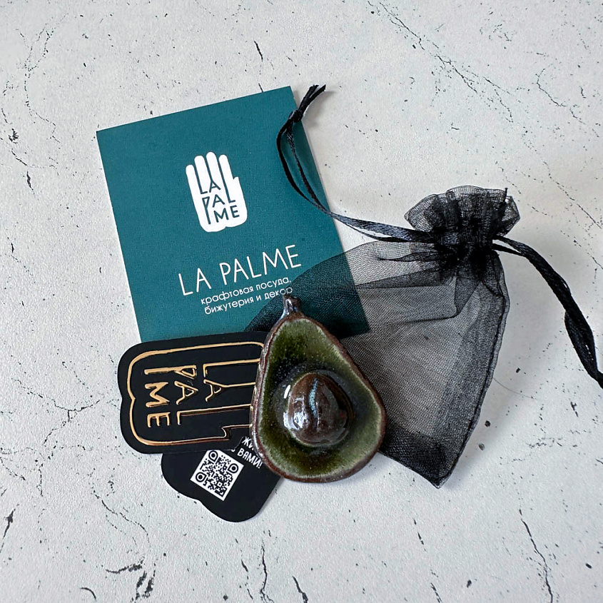 LA PALME ARTISAN CERAMICA Брошь-значок из керамики Авокадо – фото 6