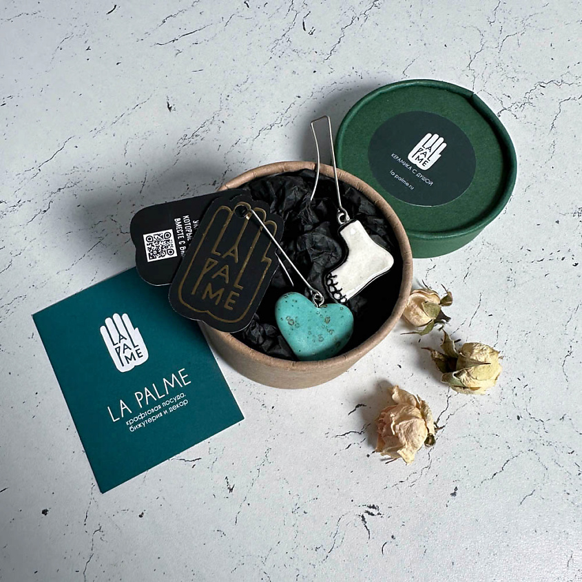 LA PALME ARTISAN CERAMICA Серьги авторские Люблю и Спешу сердце и нога Л – фото 6