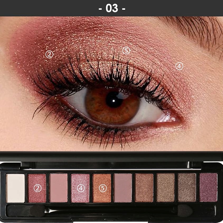 FOCALLURE Палетка теней для век 10 цветов Eyeshadow – фото 2