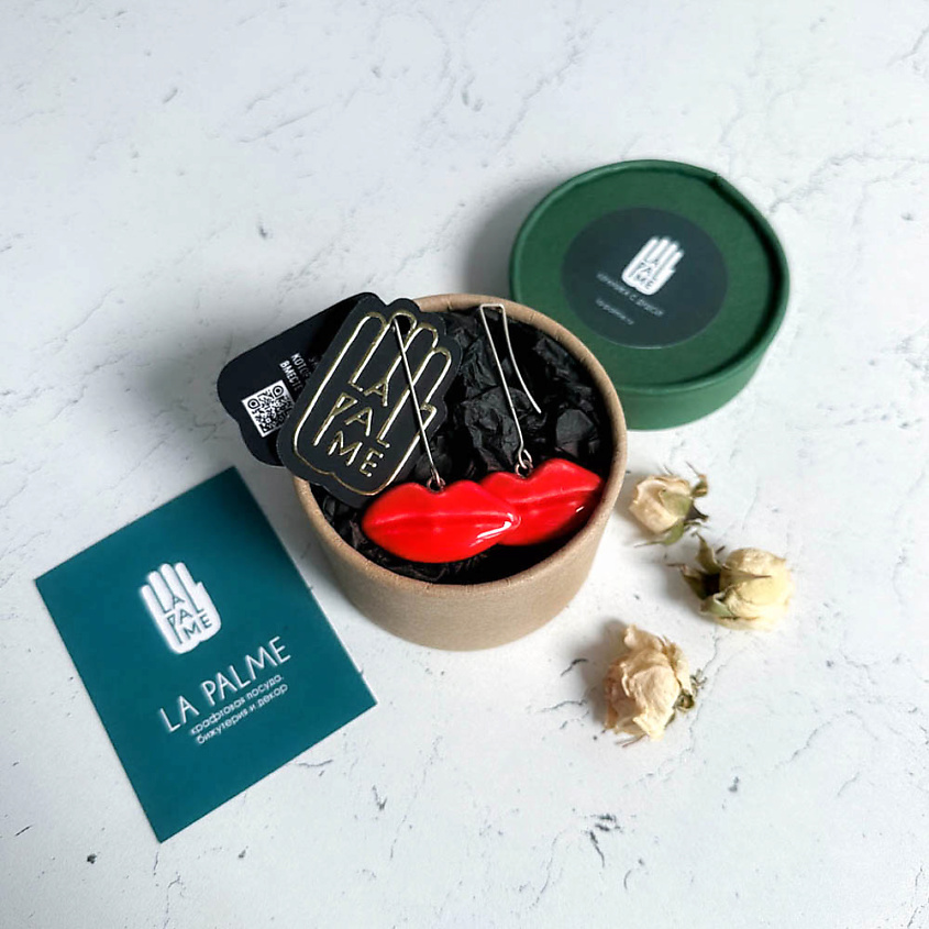 LA PALME ARTISAN CERAMICA Серьги авторские Целую губы Л – фото 6