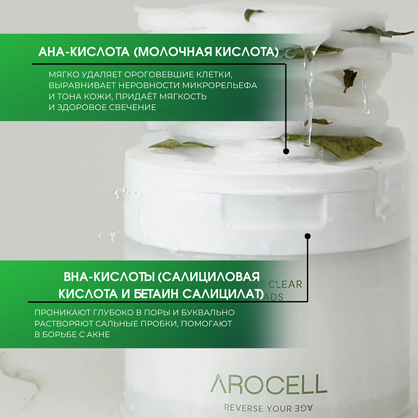 AROCELL Мультикислотные пилинг-пэды Pore Clear Pads – фото 3