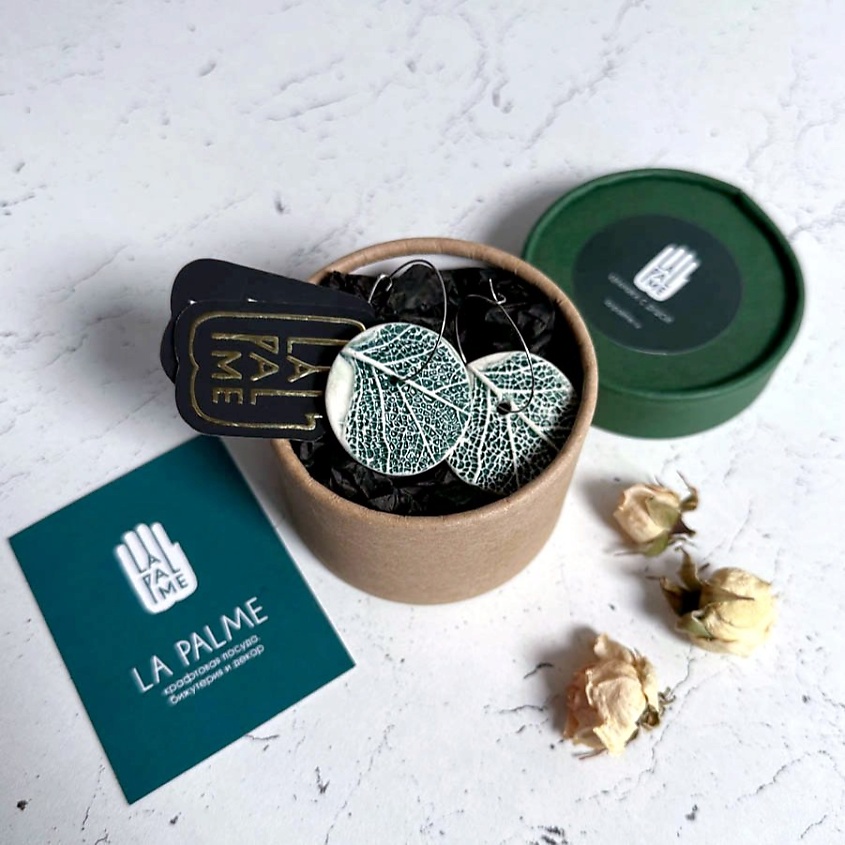 LA PALME ARTISAN CERAMICA Серьги Матэ Грин Л – фото 4
