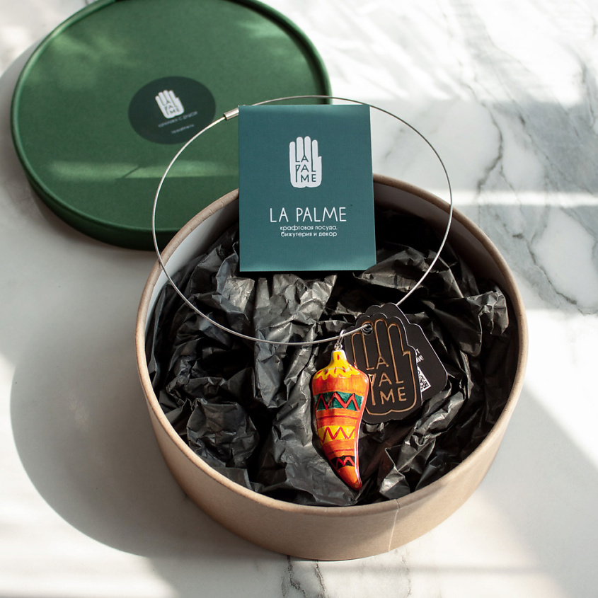 LA PALME ARTISAN CERAMICA Колье с подвеской Перец Мексика Оранж Б – фото 4
