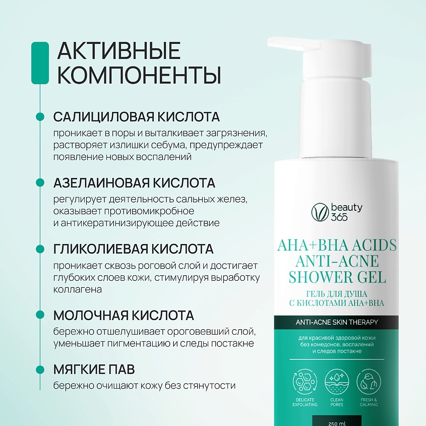 BEAUTY365 Гель для душа с кислотами AHA+BHA – фото 4