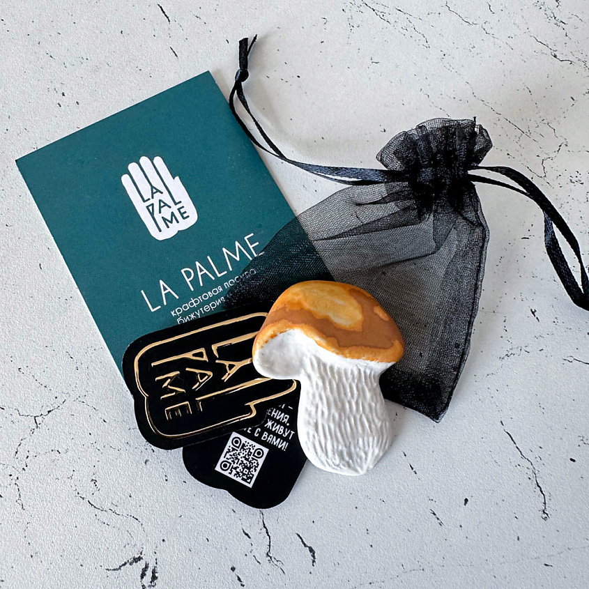 LA PALME ARTISAN CERAMICA Брошь-значок из керамики Гриб белый Л – фото 5