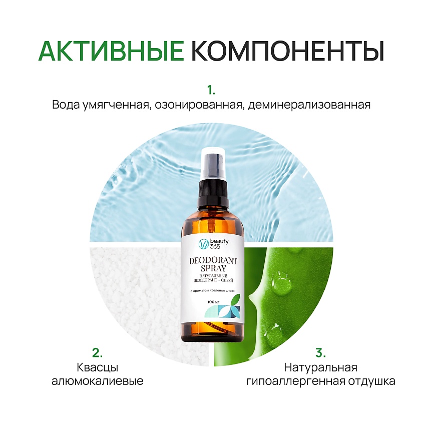 BEAUTY365 Дезодорант минеральный натуральный с ароматом Зеленое алоэ – фото 5