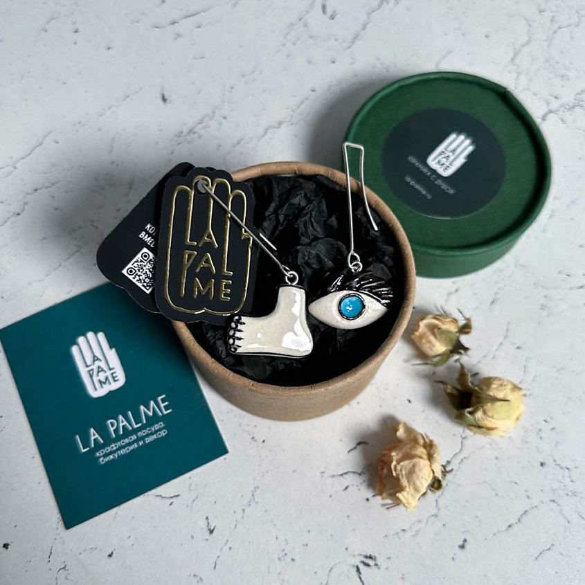 LA PALME ARTISAN CERAMICA Серьги авторские Восхищаюсь и Спешу глаз и нога Л – фото 7