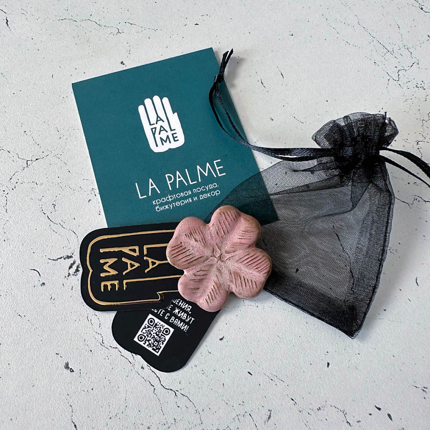 LA PALME ARTISAN CERAMICA Брошь-значок из керамики Клевер, Розовый  Пинк Б – фото 6
