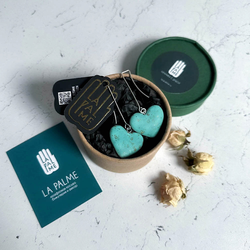 LA PALME ARTISAN CERAMICA Серьги авторские Люблю сердце Л – фото 6