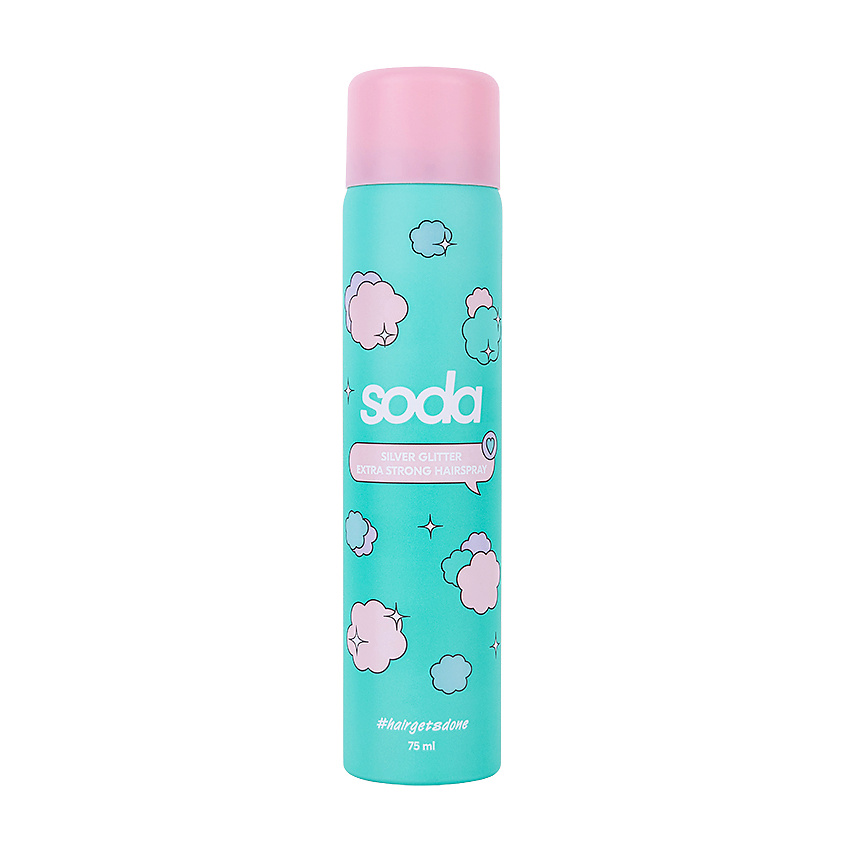 SODA Лак для волос с серебристыми блестками Silver Glitter Extra Strong Hairspray #hairgetsdone – фото 1