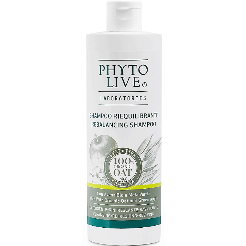 PHYTO LIVE Шампунь для жирных волос восстанавливающий баланс с органическим овсом и зеленым яблоком – фото 1
