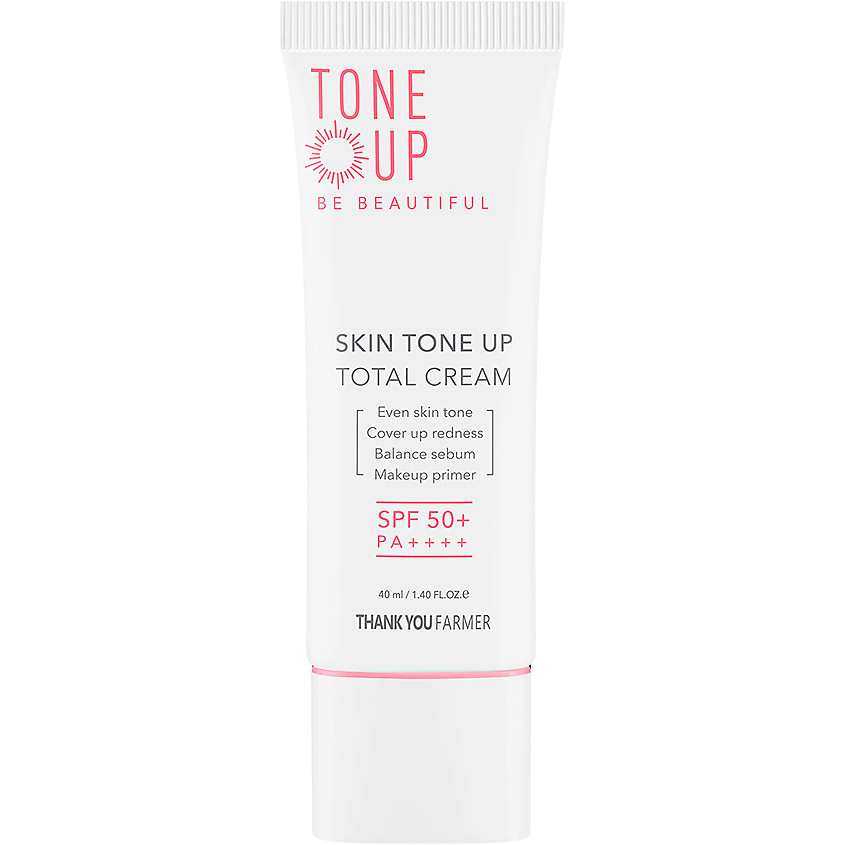 THANK YOU FARMER Крем для лица выравнивающий тон солнцезащитный SPF50+ Be Beautiful Skin Tone Up Total Cream – фото 1