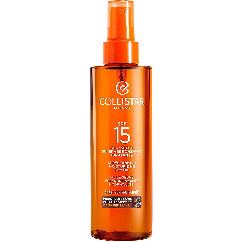 COLLISTAR Масло сухое для интенсивного загара для лица-тела-волос SPF15 Supertanning Moisturizing Dry Oil – фото 1