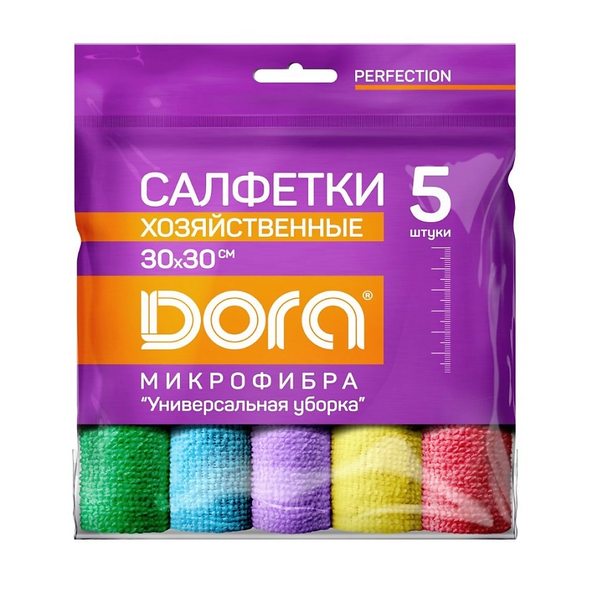DORA Набор салфеток из микрофибры Универсальный, 5 шт., 30х30 см – фото 1