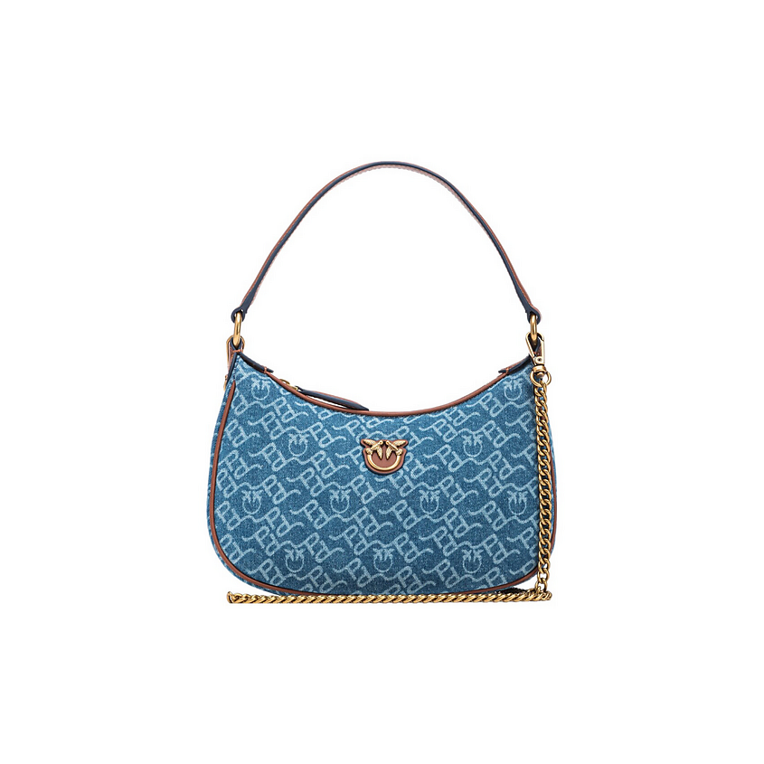 PINKO Сумка Cotton With Leather Shoulder Bag, Handbag, Shoulder Bag Medium Size Women's Blue – фото 2