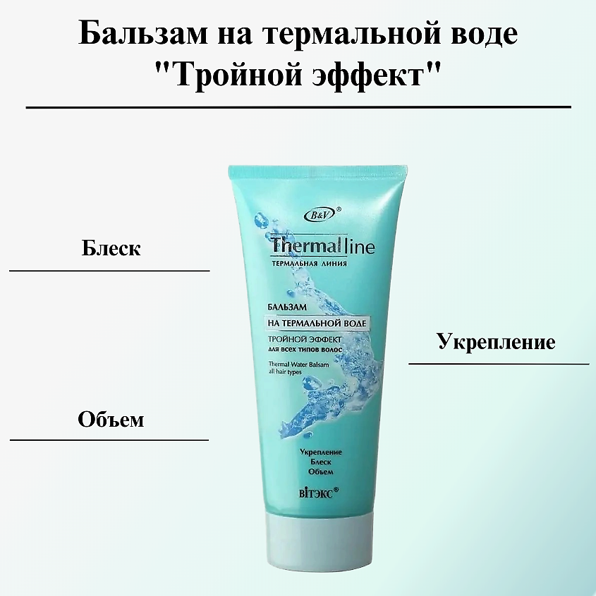 ВИТЭКС Бальзам для волос THERMAL LINE на термальной воде тройной эффект для всех типов волос – фото 3