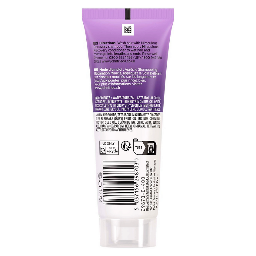 JOHN FRIEDA Разглаживающий кондиционер для непослушных волос Frizz Ease Miraculous Recovery – фото 2