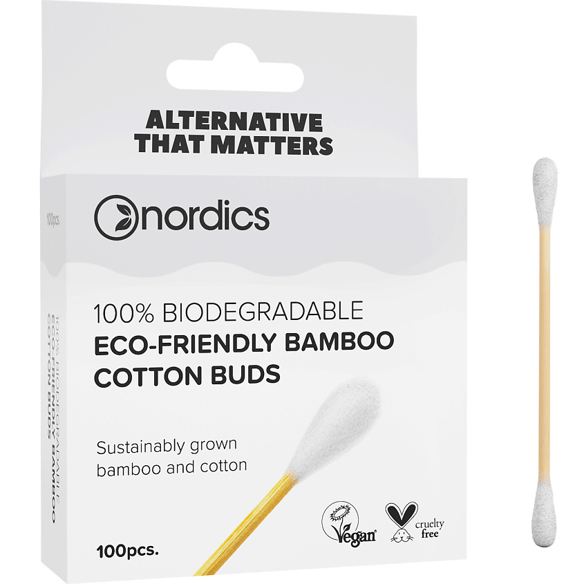 NORDICS Бамбуковые ватные палочки Eco-Friendly Bamboo Cotton Buds – фото 2