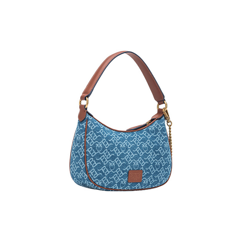 PINKO Сумка Cotton With Leather Shoulder Bag, Handbag, Shoulder Bag Medium Size Women's Blue – фото 4
