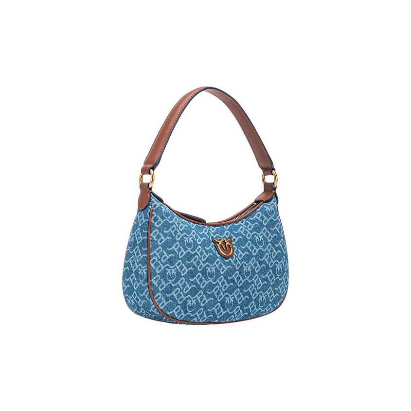 PINKO Сумка Cotton With Leather Shoulder Bag, Handbag, Shoulder Bag Medium Size Women's Blue – фото 3