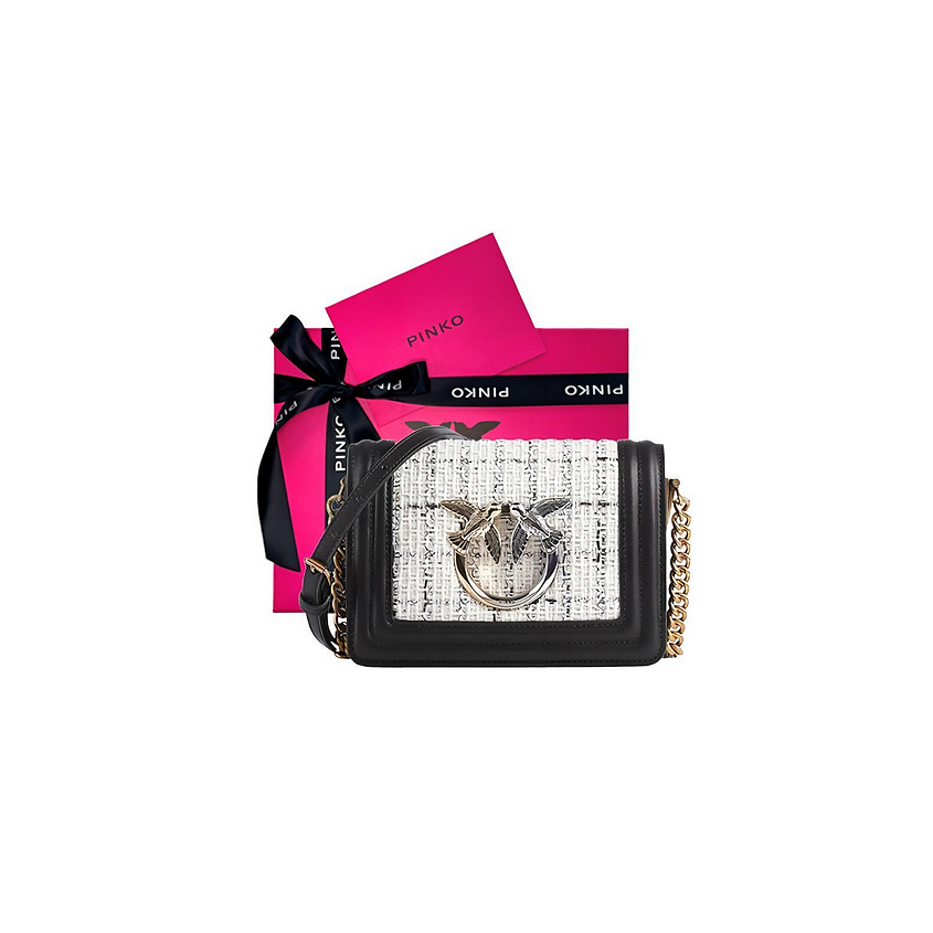 PINKO Сумка Cotton With Fine Grain Leather Shoulder Bag – фото 6