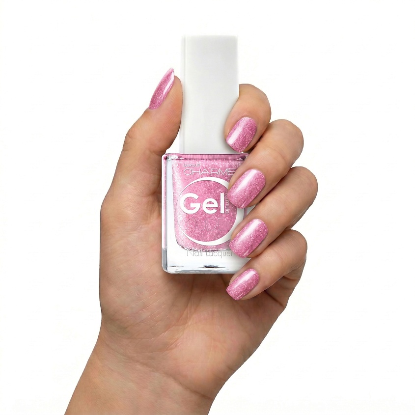 CHARME Лак для ногтей с блёстками "Gel Nude", 303 Блестящий Розовый – фото 3