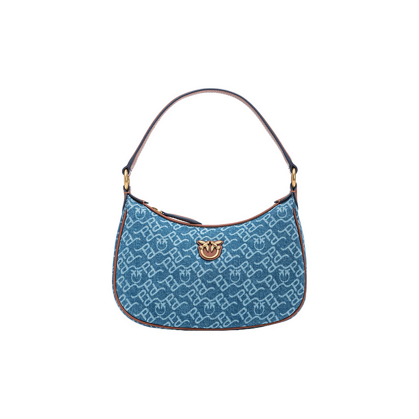 PINKO Сумка Cotton With Leather Shoulder Bag, Handbag, Shoulder Bag Medium Size Women's Blue – фото 1