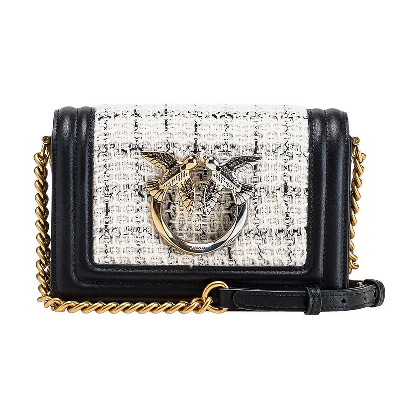 PINKO Сумка Cotton With Fine Grain Leather Shoulder Bag – фото 1
